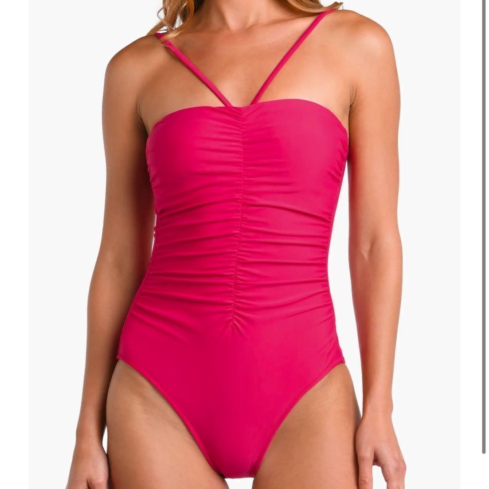 L’AGENCE Aubrey Ruched One-Piece Swimsuit in berry